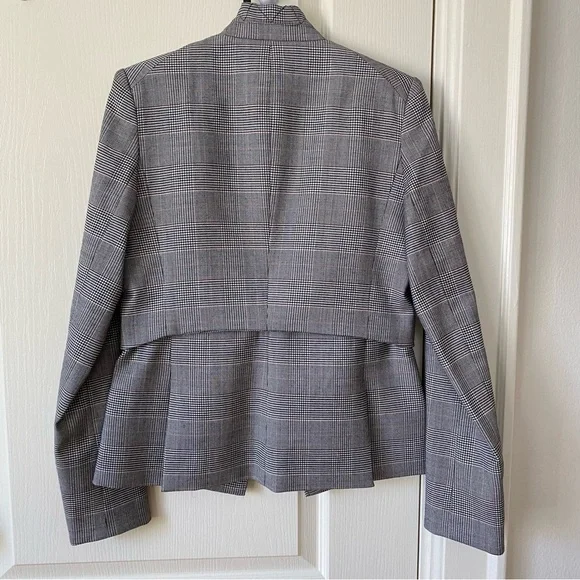 $695 Veronica Beard Paloma Wool Plaid Print Zipper Cropped Jacket Blazer size 6